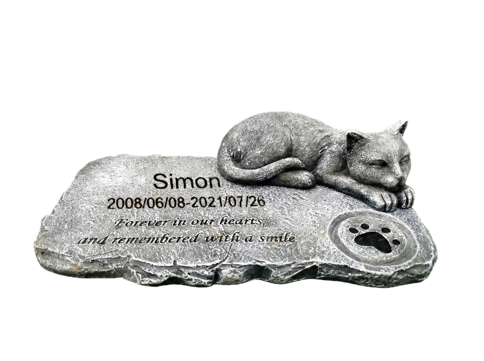 itspawbond Sleeping Cat & Paw Print Pet Tombstone