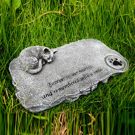 itspawbond Custom Paw Print & Sleeping Cat Pet Tombstone